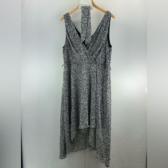 Karl Lagerfeld Hi-Low Floral Dress- Black/White- Size 16 - Picture 1 of 5